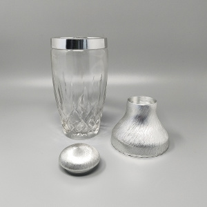 1960s Gorgeous Cut Crystal Cocktail Shaker with Ice Bucket by Arir. Made in Italy.