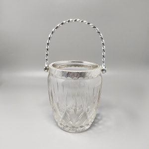 1960s Gorgeous Cut Crystal Cocktail Shaker with Ice Bucket by Arir. Made in Italy.