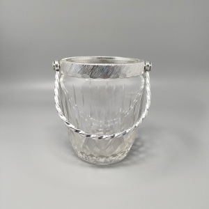 1960s Gorgeous Cut Crystal Cocktail Shaker with Ice Bucket by Arir. Made in Italy.