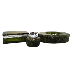 1960s Gorgeous Green Alabaster Smoking Set by Romano Bianchi