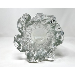 1960s Swedish Pukeberg Heavy Glass Ice Vase by Uno Westerberg, MCM