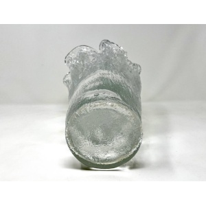 1960s Swedish Pukeberg Heavy Glass Ice Vase by Uno Westerberg, MCM