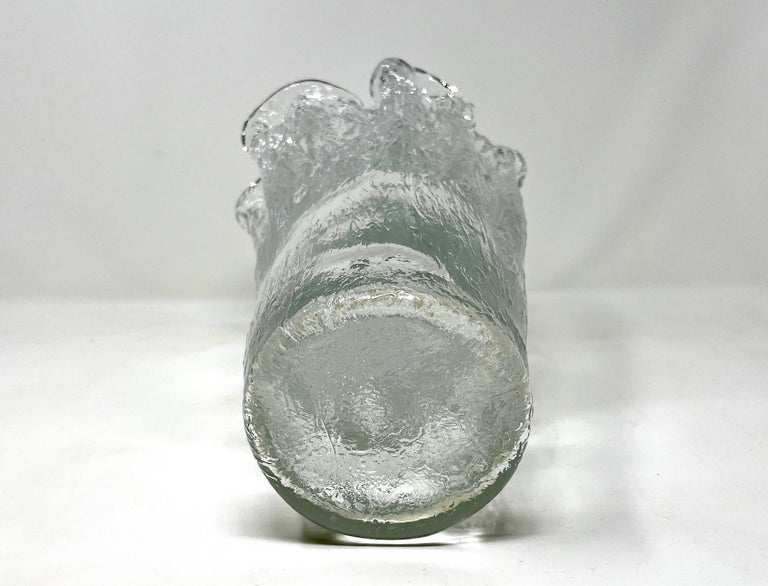 1960s Swedish Pukeberg Heavy Glass Ice Vase by Uno Westerberg, MCM