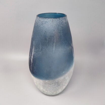 1970s Astonishing Blue Vase by Arte Vetro in Frosted Glass. Made in Italy - Image 5