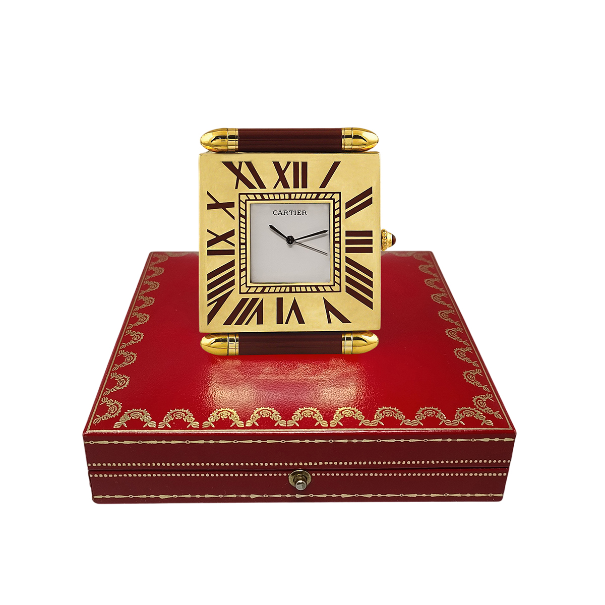 1990s Gorgeous Cartier Alarm Clock Pendulette. Made in Swiss