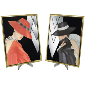 1980s Pair Of Framed Prints "Glam Girl" by Ferraro