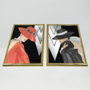 1980s Pair Of Framed Prints "Glam Girl" by Ferraro