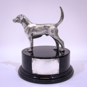 Silver Sculpture of a Dog by A.E. Jones