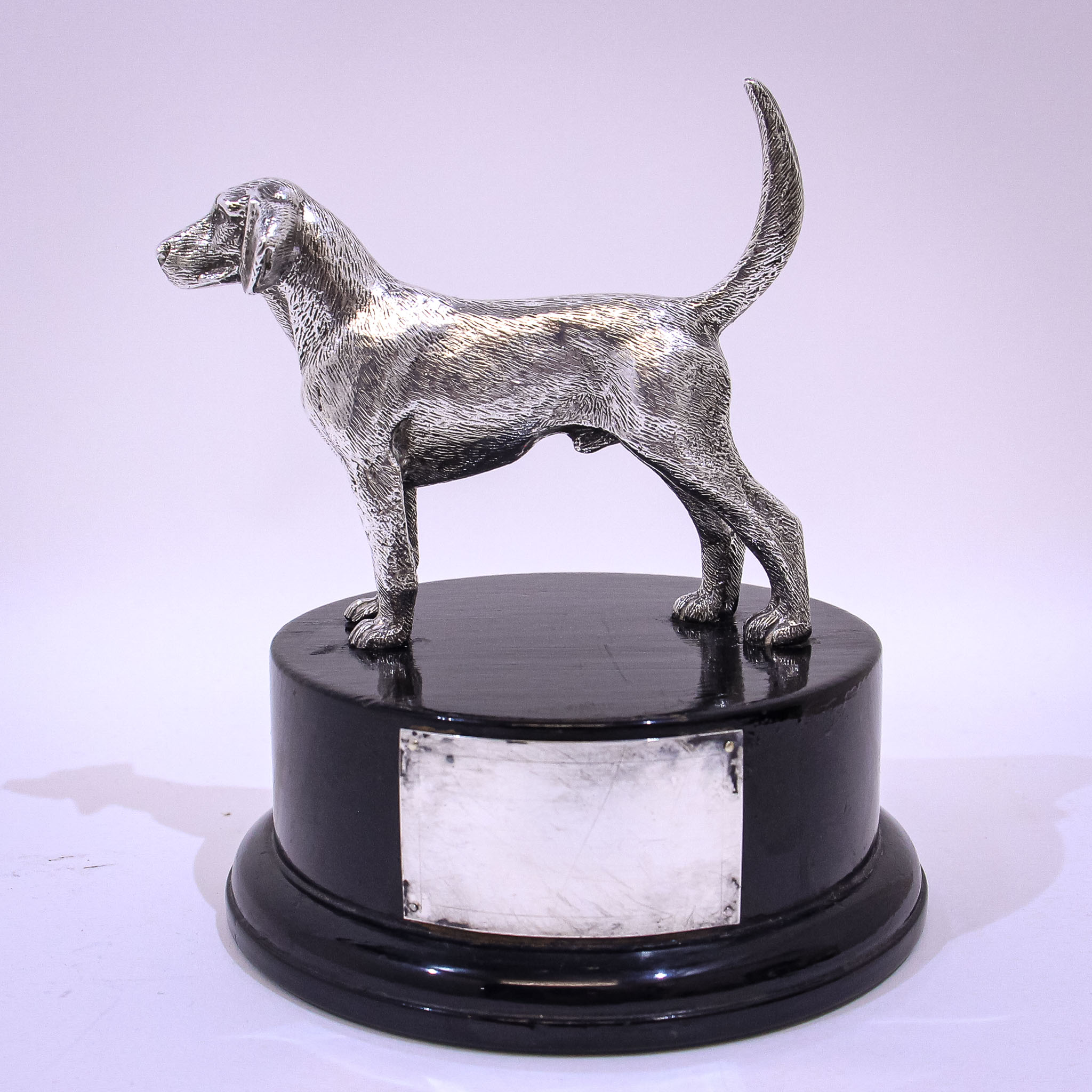 Silver Sculpture of a Dog by A.E. Jones