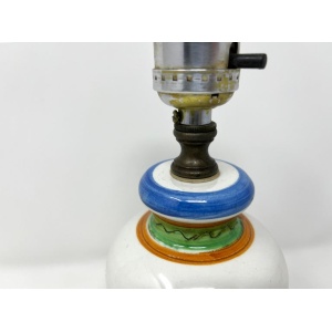 20th Century Italian Ceramic Hand-painted Petite Lamp, Sgraffitto Floral Design
