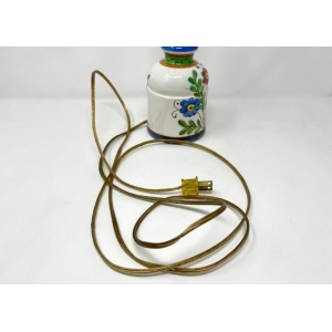 20th Century Italian Ceramic Hand-painted Petite Lamp, Sgraffitto Floral Design