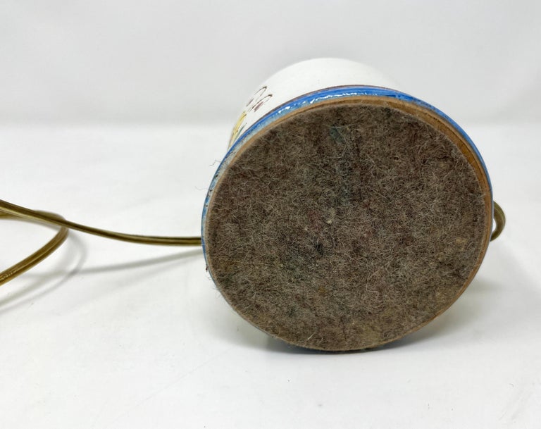 20th Century Italian Ceramic Hand-painted Petite Lamp, Sgraffitto Floral Design