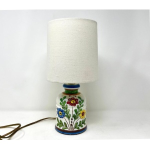 20th Century Italian Ceramic Hand-painted Petite Lamp, Sgraffitto Floral Design