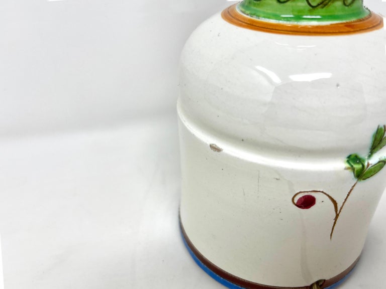 20th Century Italian Ceramic Hand-painted Petite Lamp, Sgraffitto Floral Design
