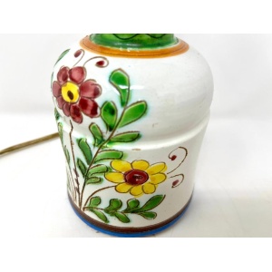 20th Century Italian Ceramic Hand-painted Petite Lamp, Sgraffitto Floral Design