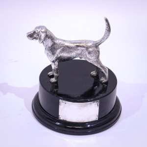 Silver Sculpture of a Dog by A.E. Jones