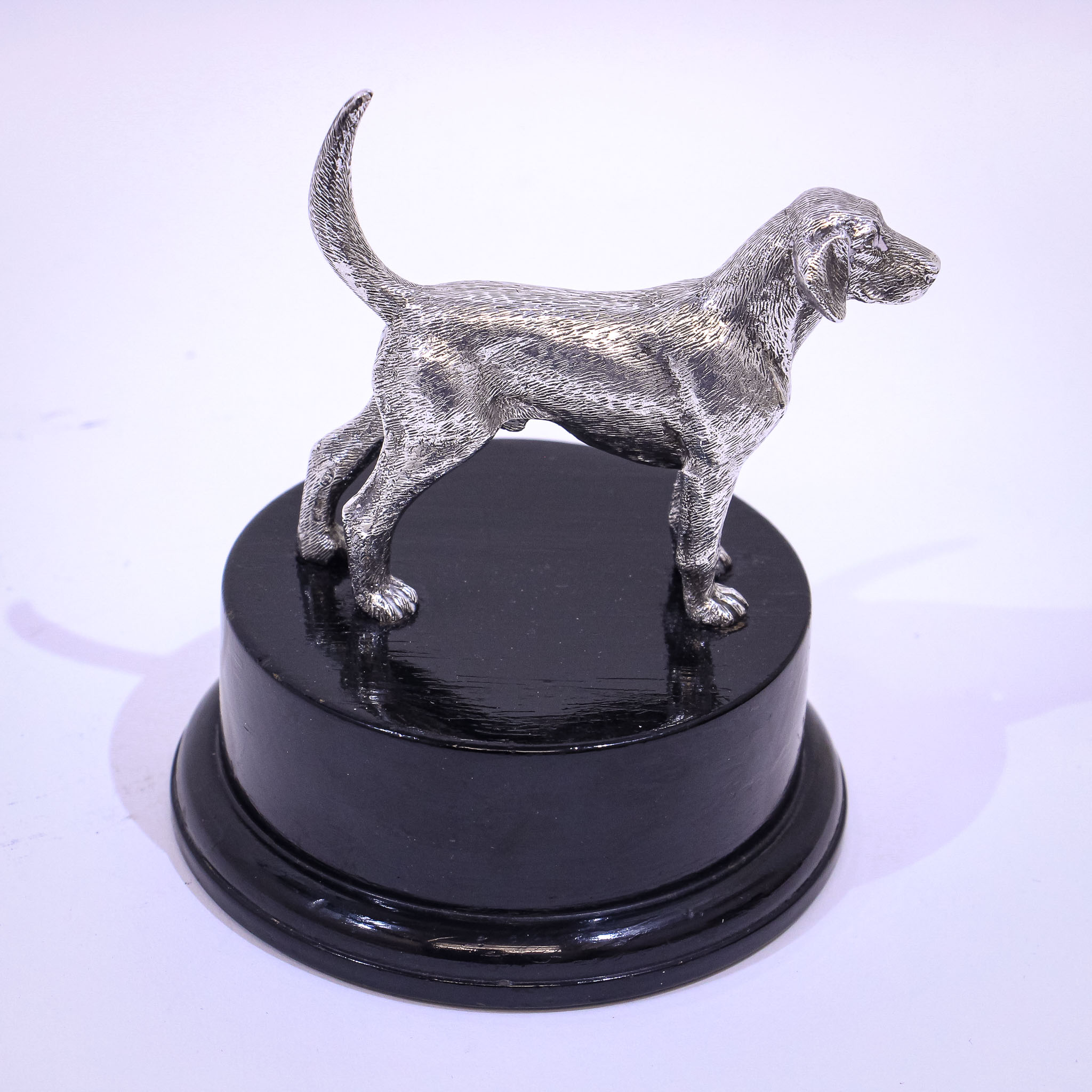Silver Sculpture of a Dog by A.E. Jones