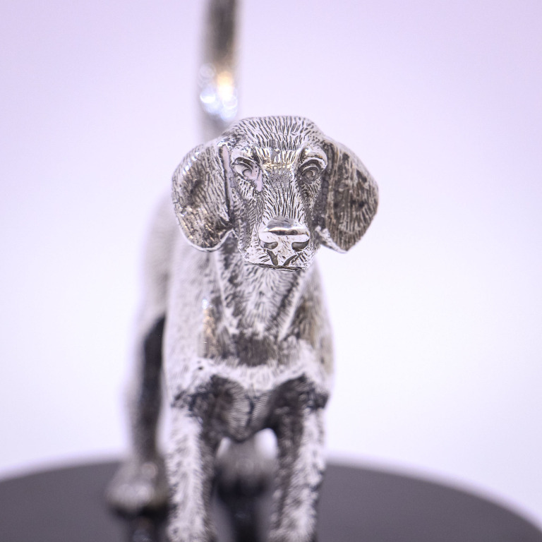 Silver Sculpture of a Dog by A.E. Jones - Image 4