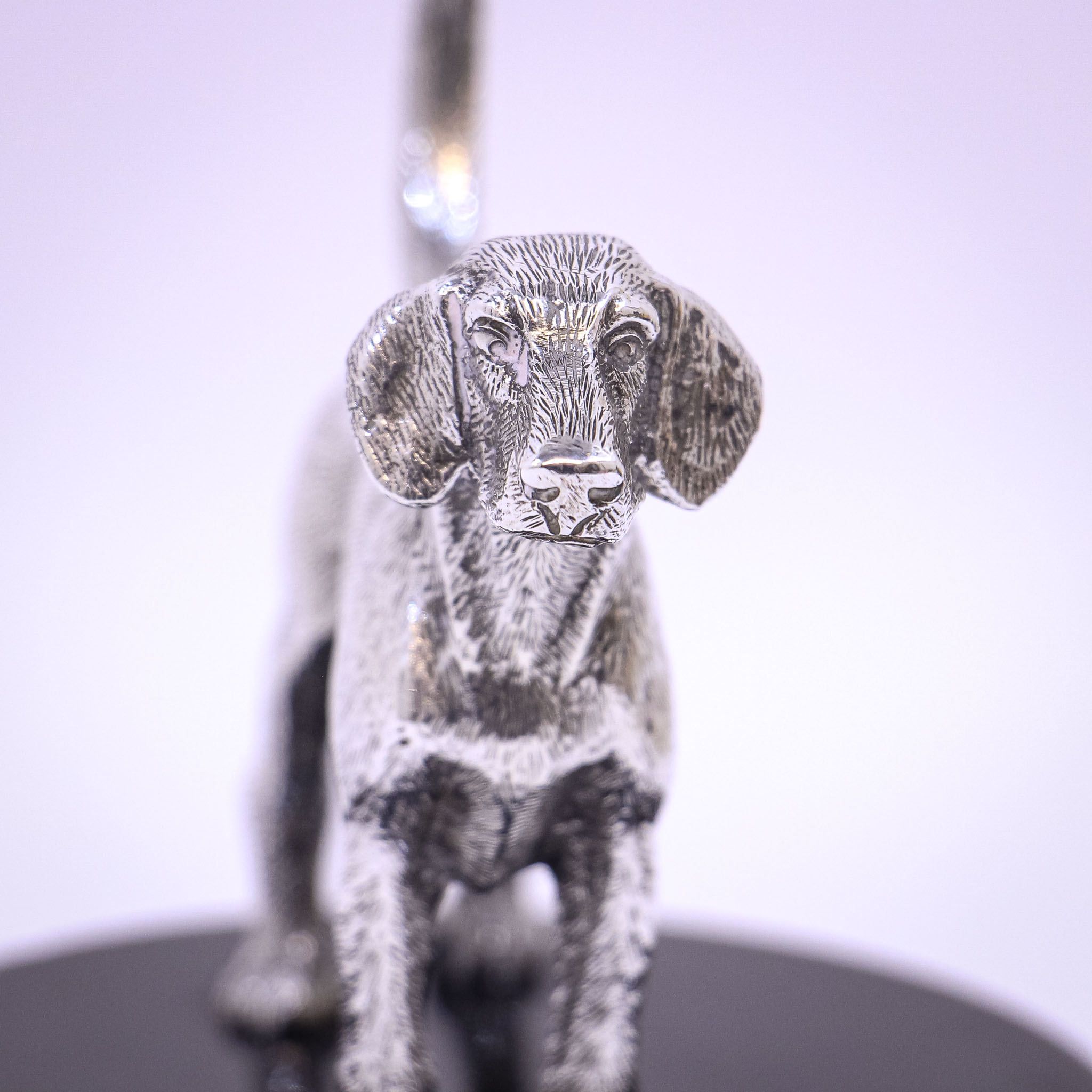 Silver Sculpture of a Dog by A.E. Jones