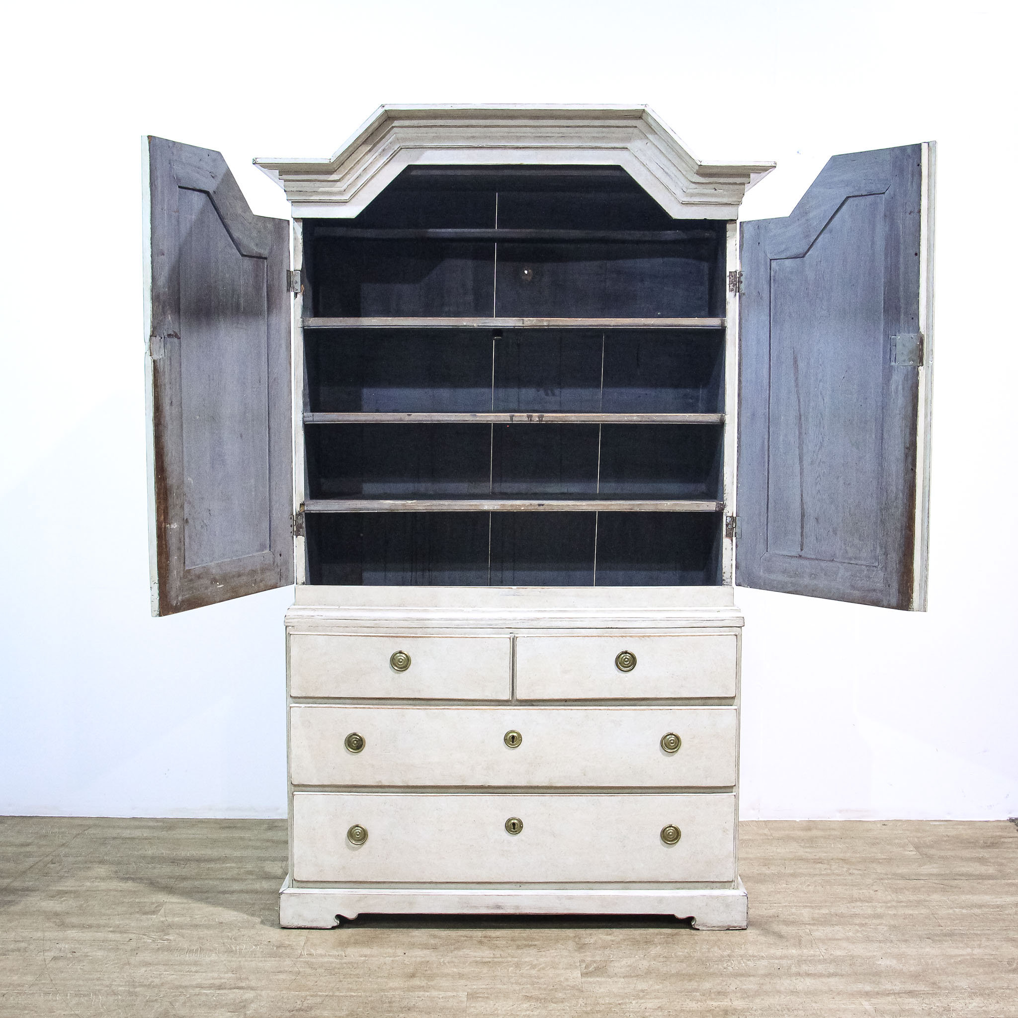 Painted Gustavian Style Linen Press Cupboard