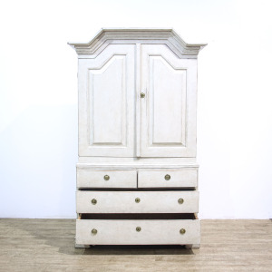 Painted Gustavian Style Linen Press Cupboard