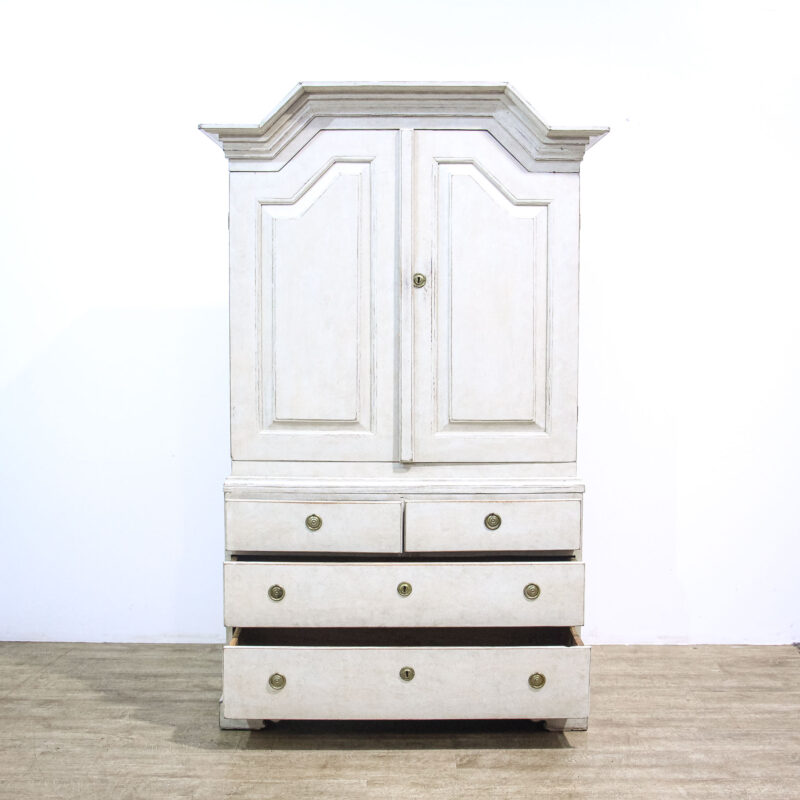 Painted Gustavian Style Linen Press Cupboard