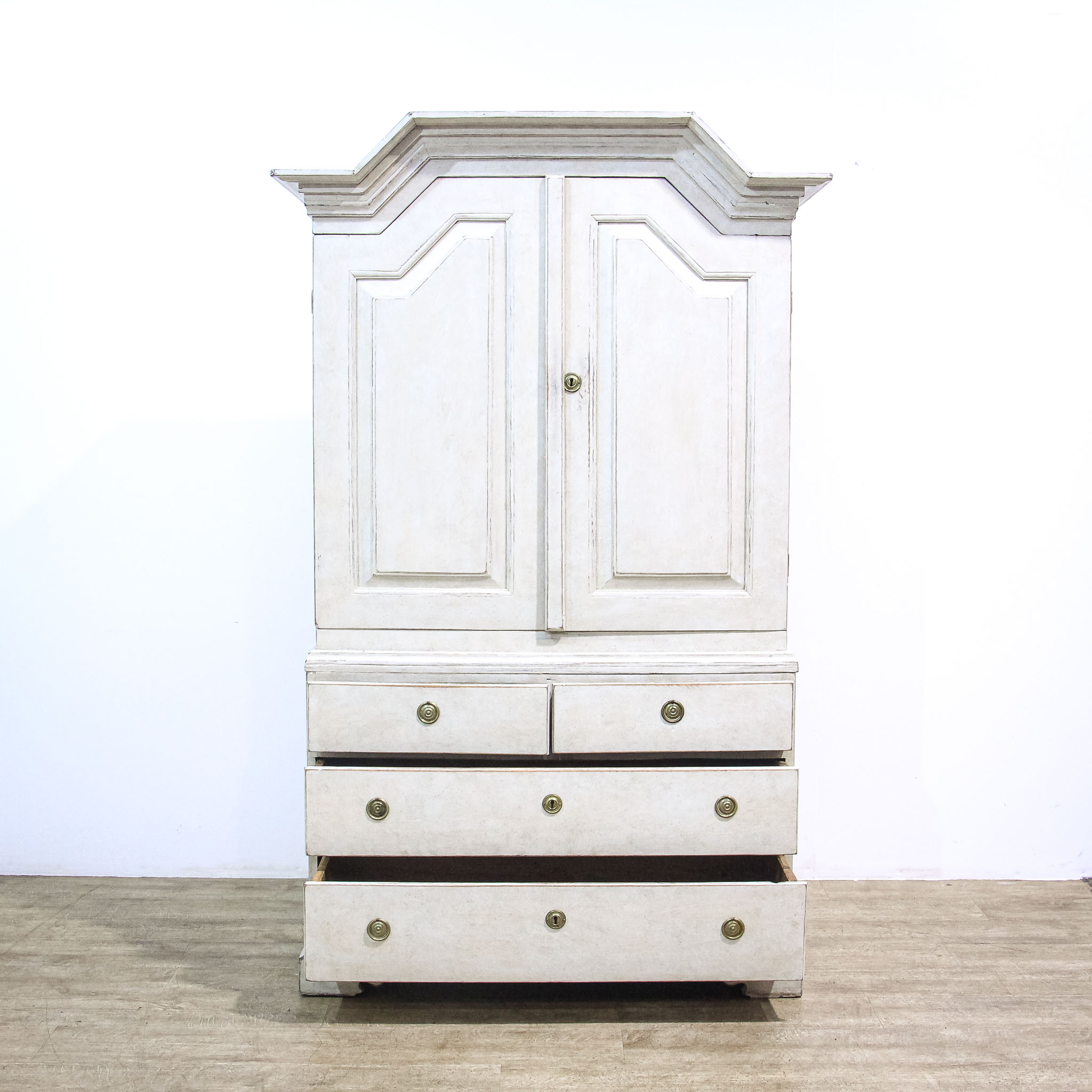 Painted Gustavian Style Linen Press Cupboard