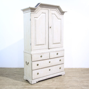 Painted Gustavian Style Linen Press Cupboard