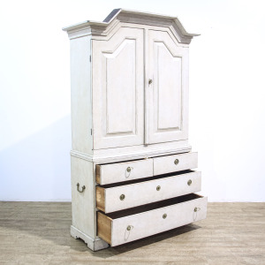 Painted Gustavian Style Linen Press Cupboard