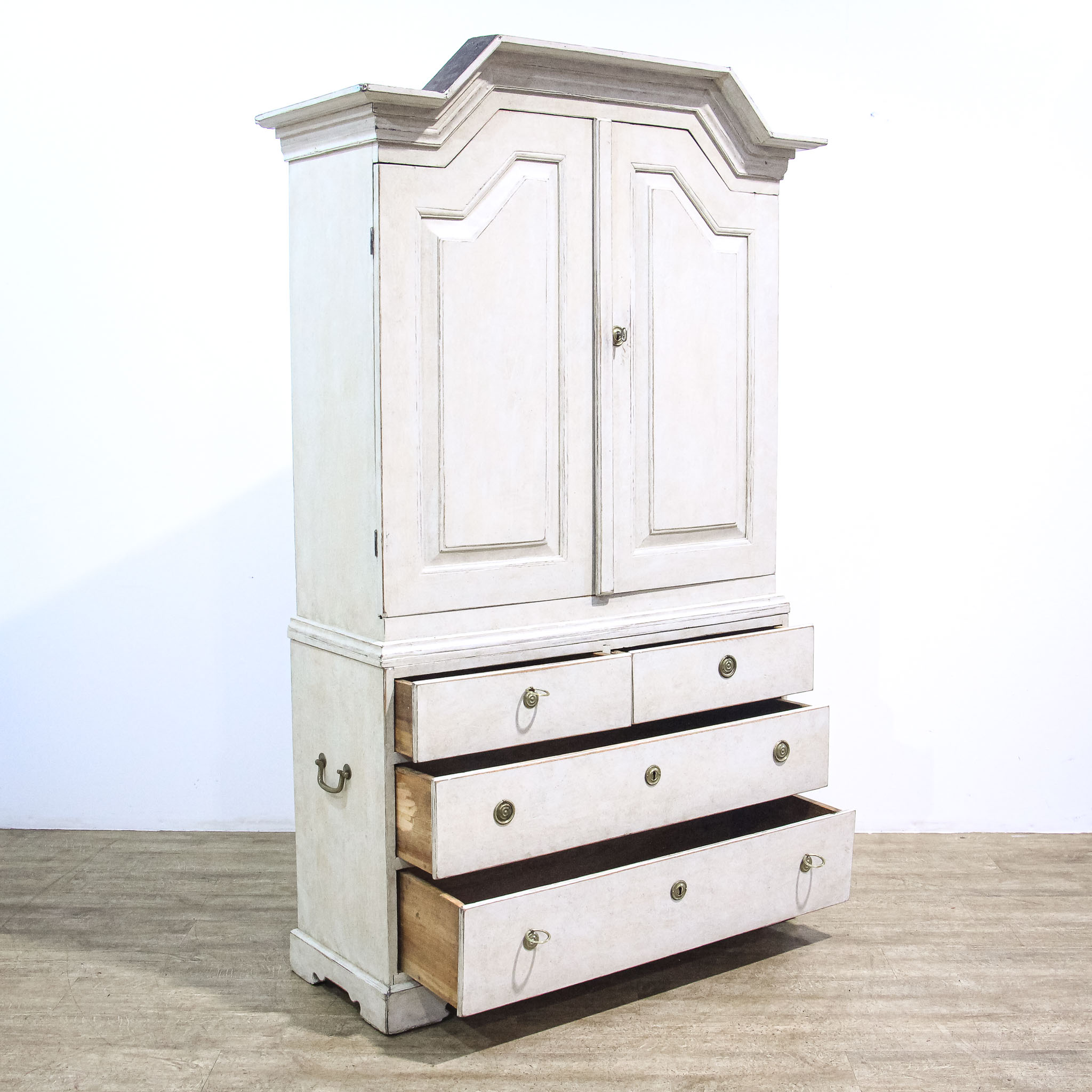 Painted Gustavian Style Linen Press Cupboard
