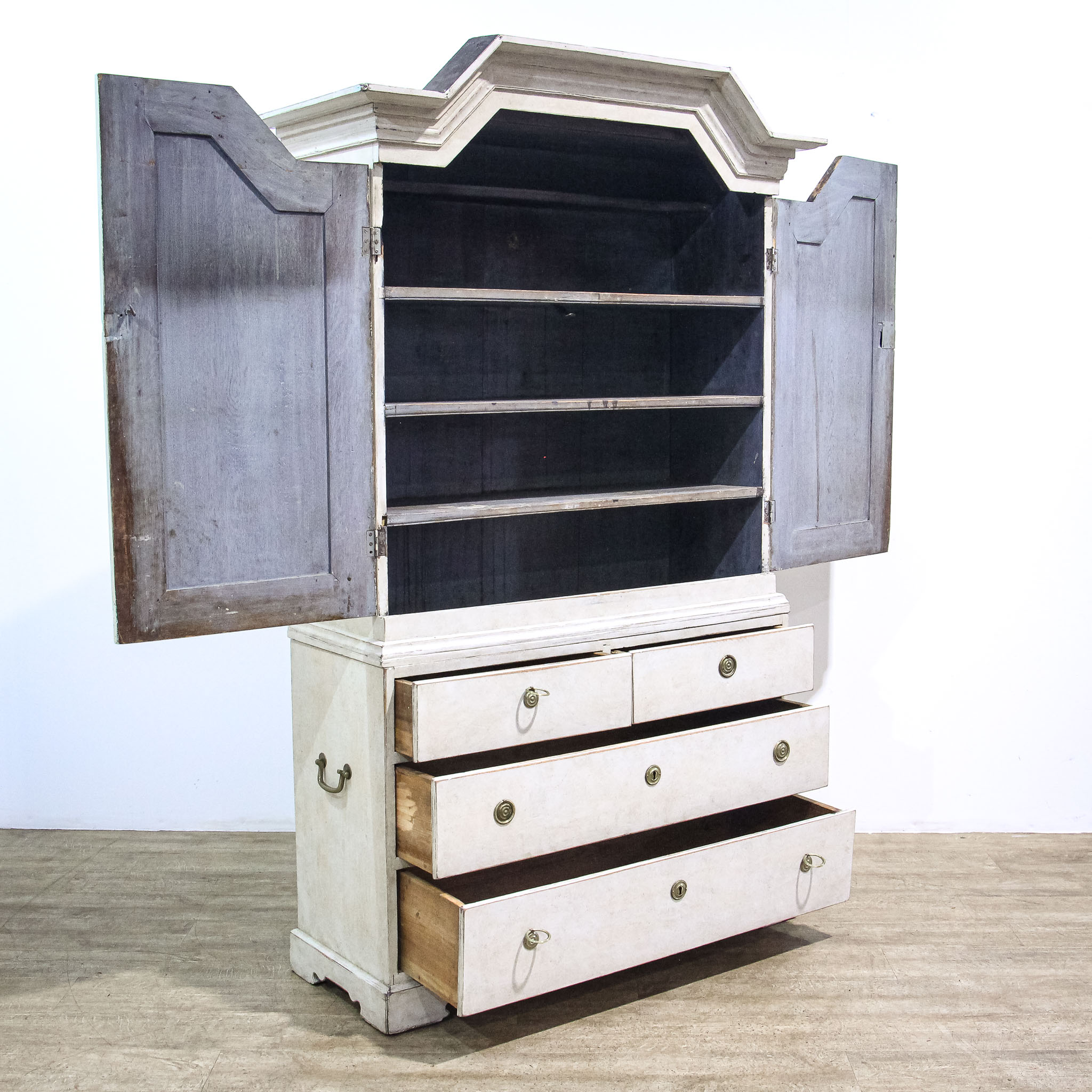 Painted Gustavian Style Linen Press Cupboard