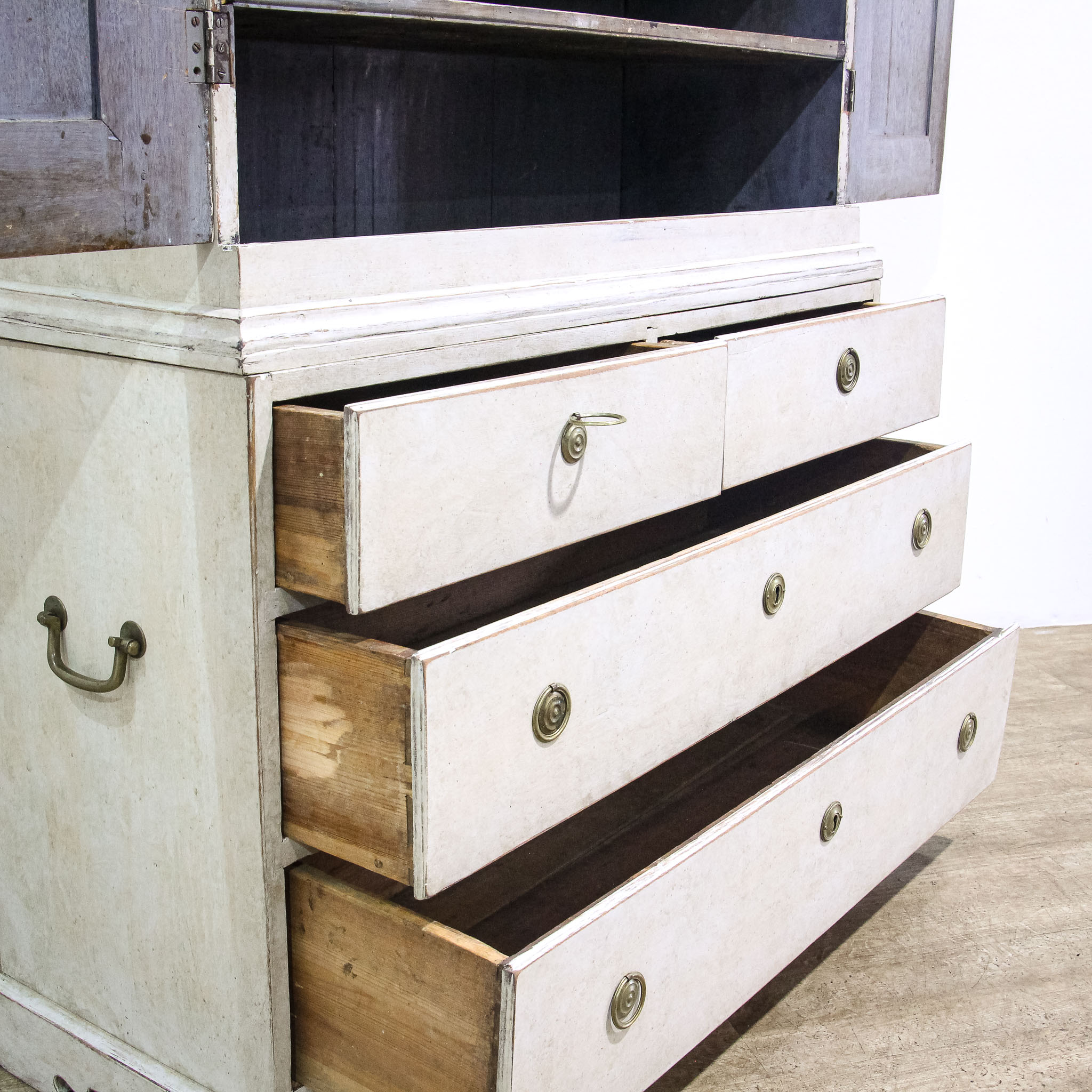 Painted Gustavian Style Linen Press Cupboard