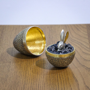 Cased Stuart Devlin for Asprey Silver Gilt Egg with Hare