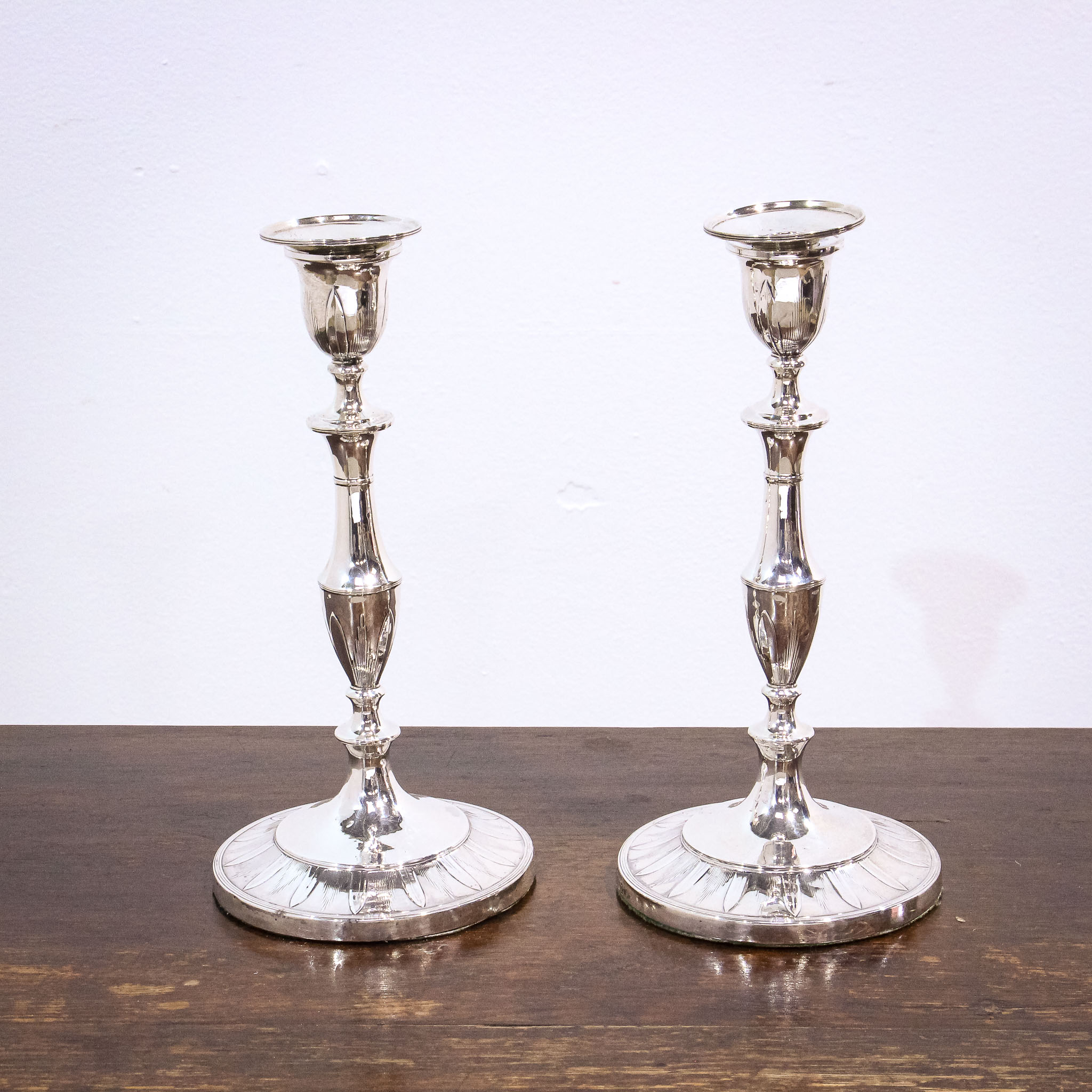 Pair of George III Sterling Silver Candlesticks by John Parsons