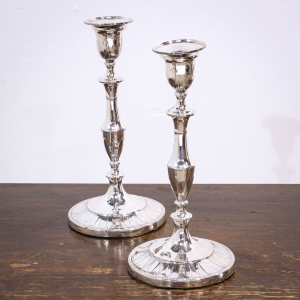 Pair of George III Sterling Silver Candlesticks by John Parsons
