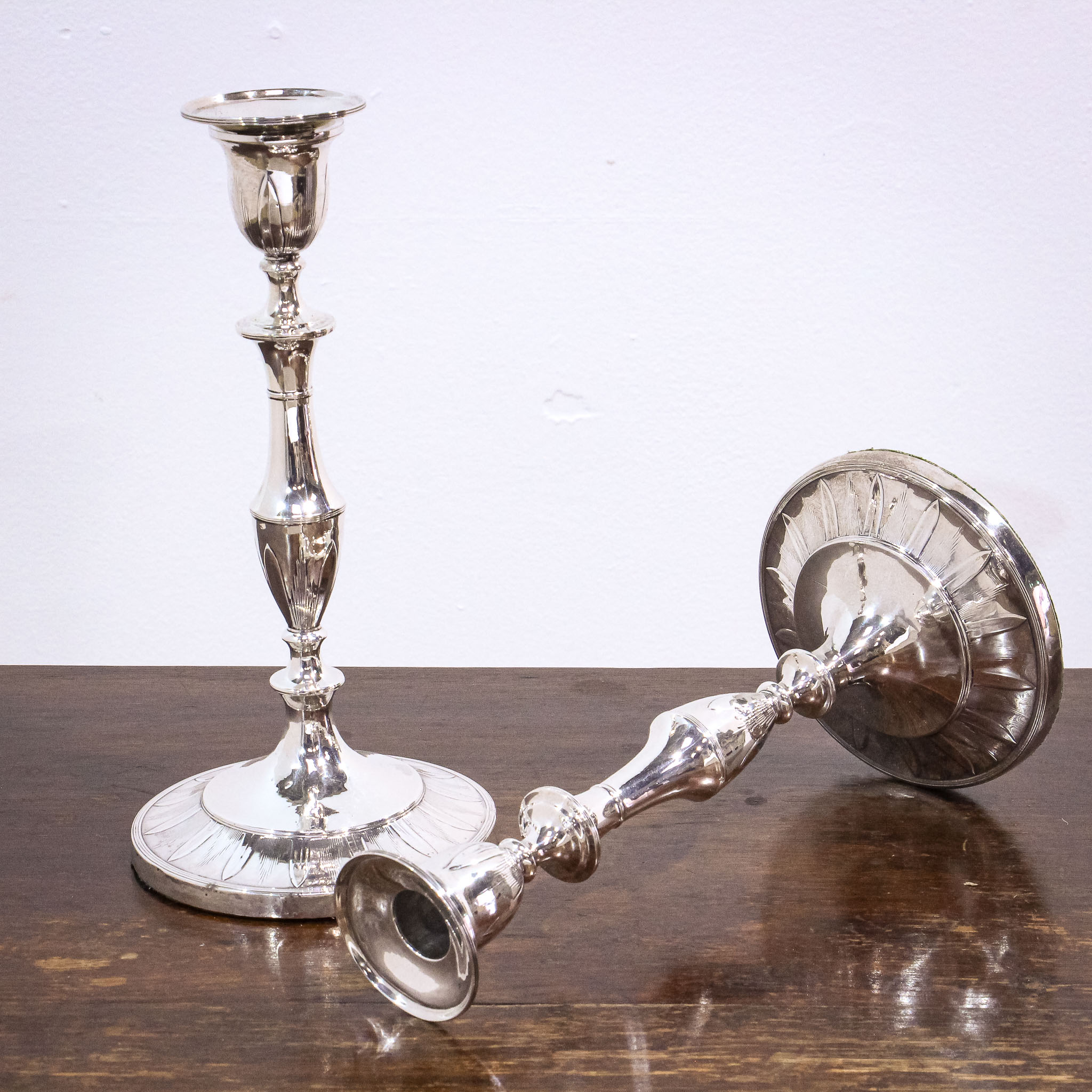 Pair of George III Sterling Silver Candlesticks by John Parsons