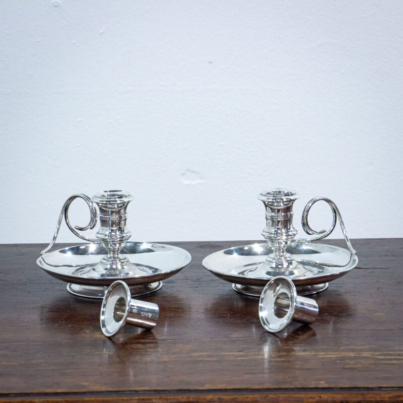 Pair of Sterling Silver Victorian Chambersticks