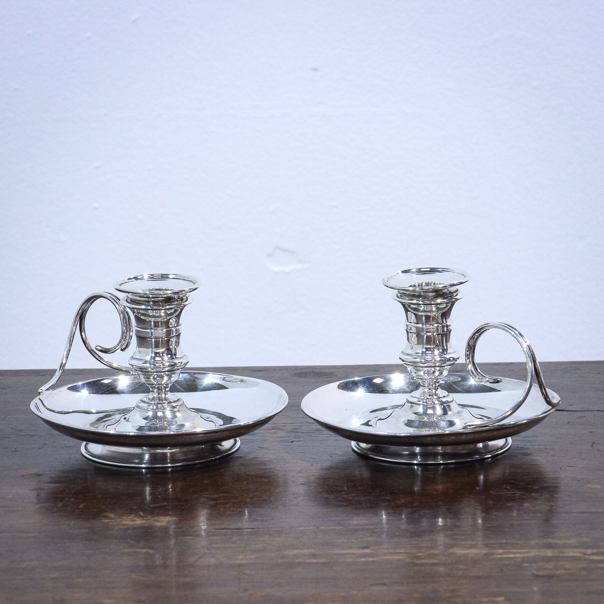Pair of Sterling Silver Victorian Chambersticks
