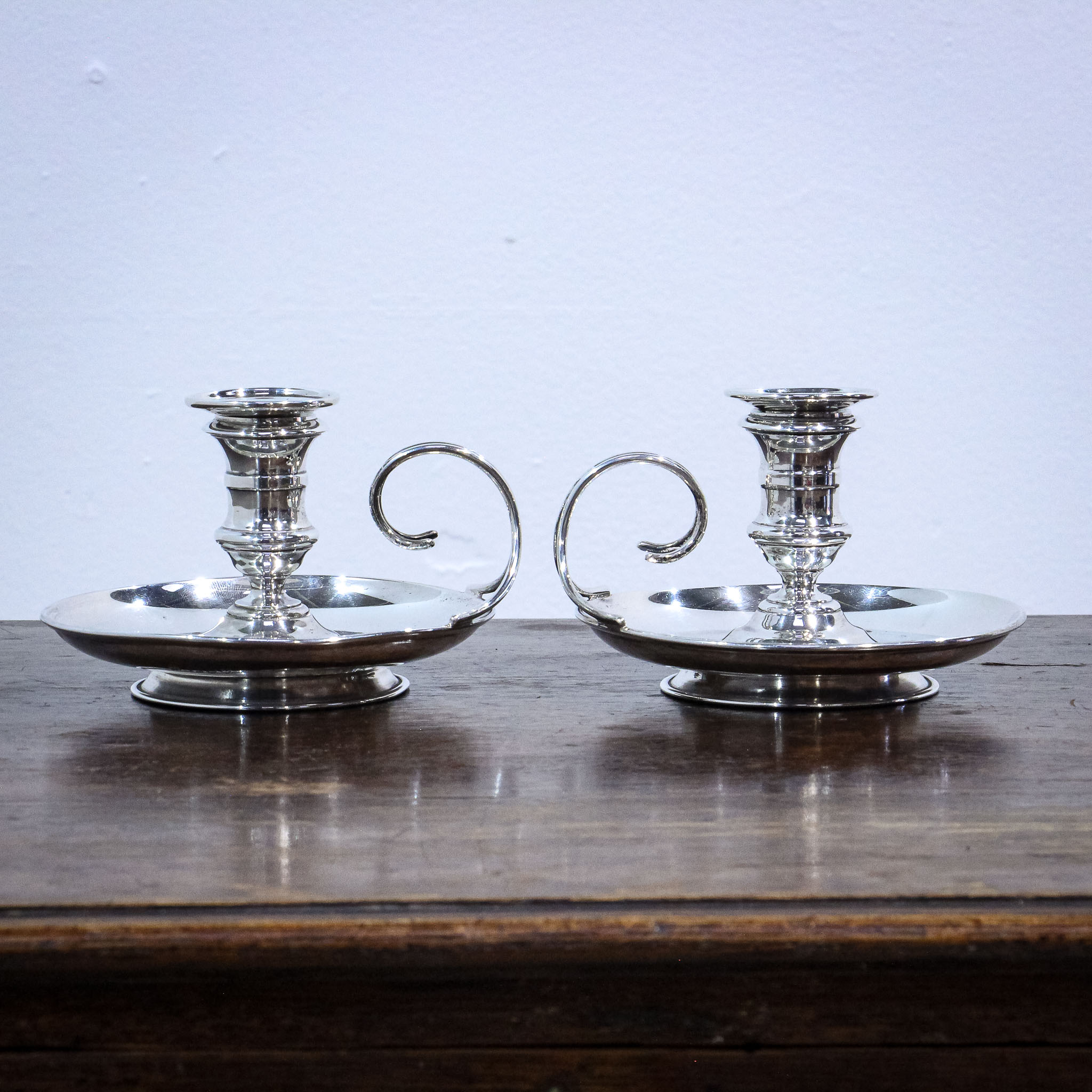 Pair of Sterling Silver Victorian Chambersticks