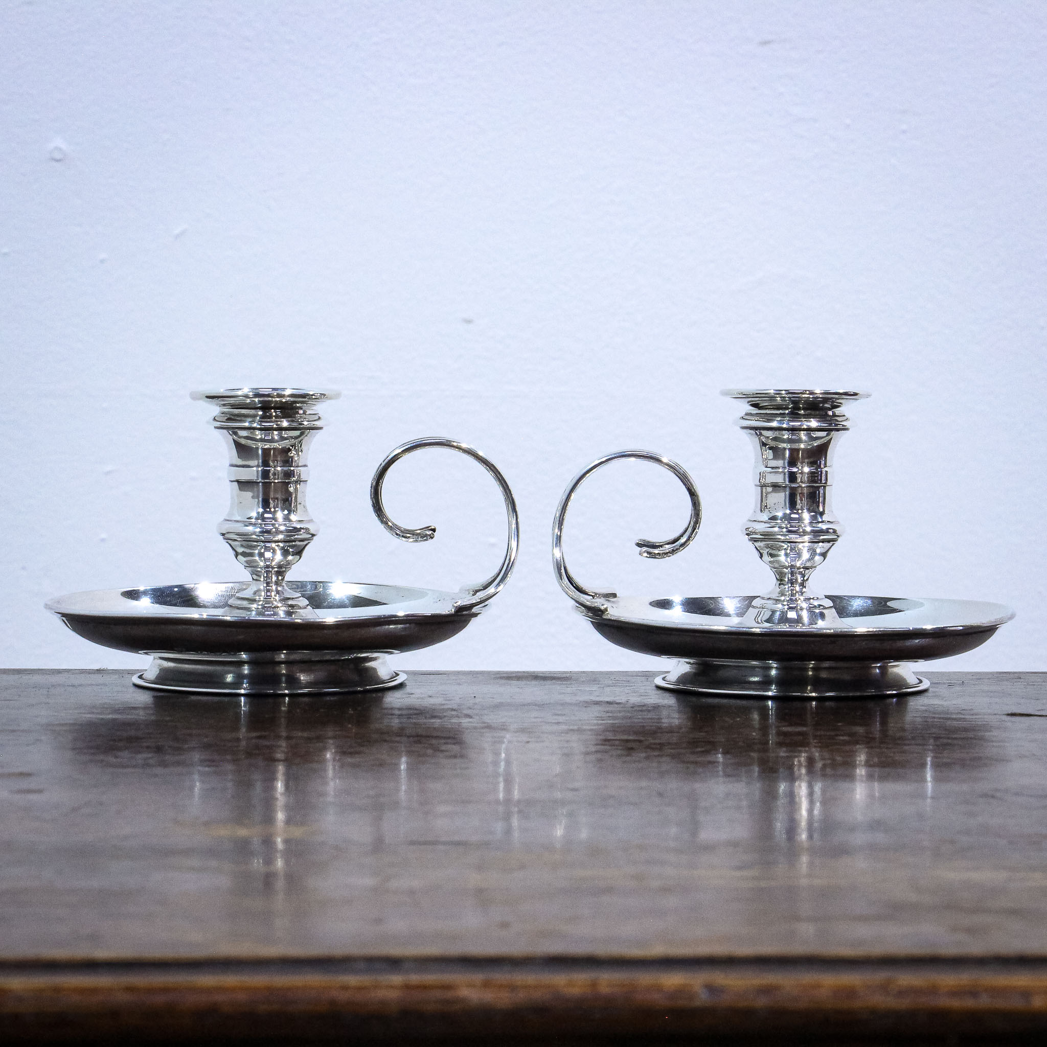 Pair of Sterling Silver Victorian Chambersticks