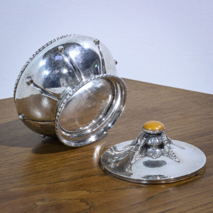 Danish Silver Arts & Crafts Tea Caddy with Amber Knop - Image 5