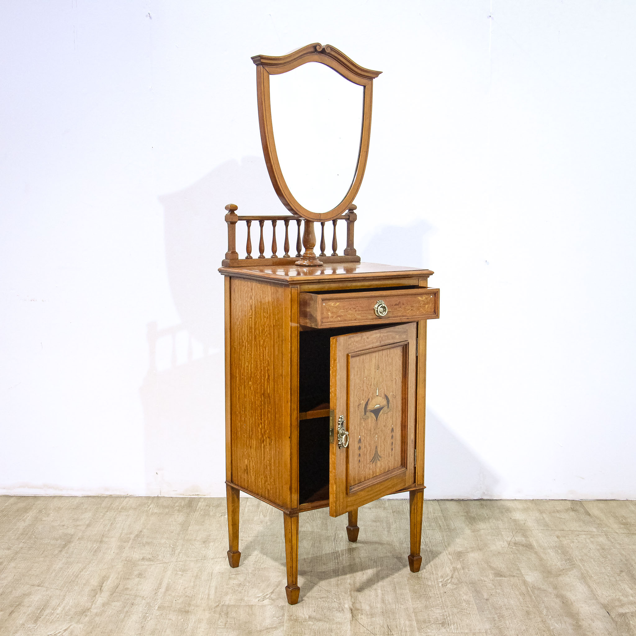 Inlaid Dressing or Shaving Stand with Adjustable Mirror