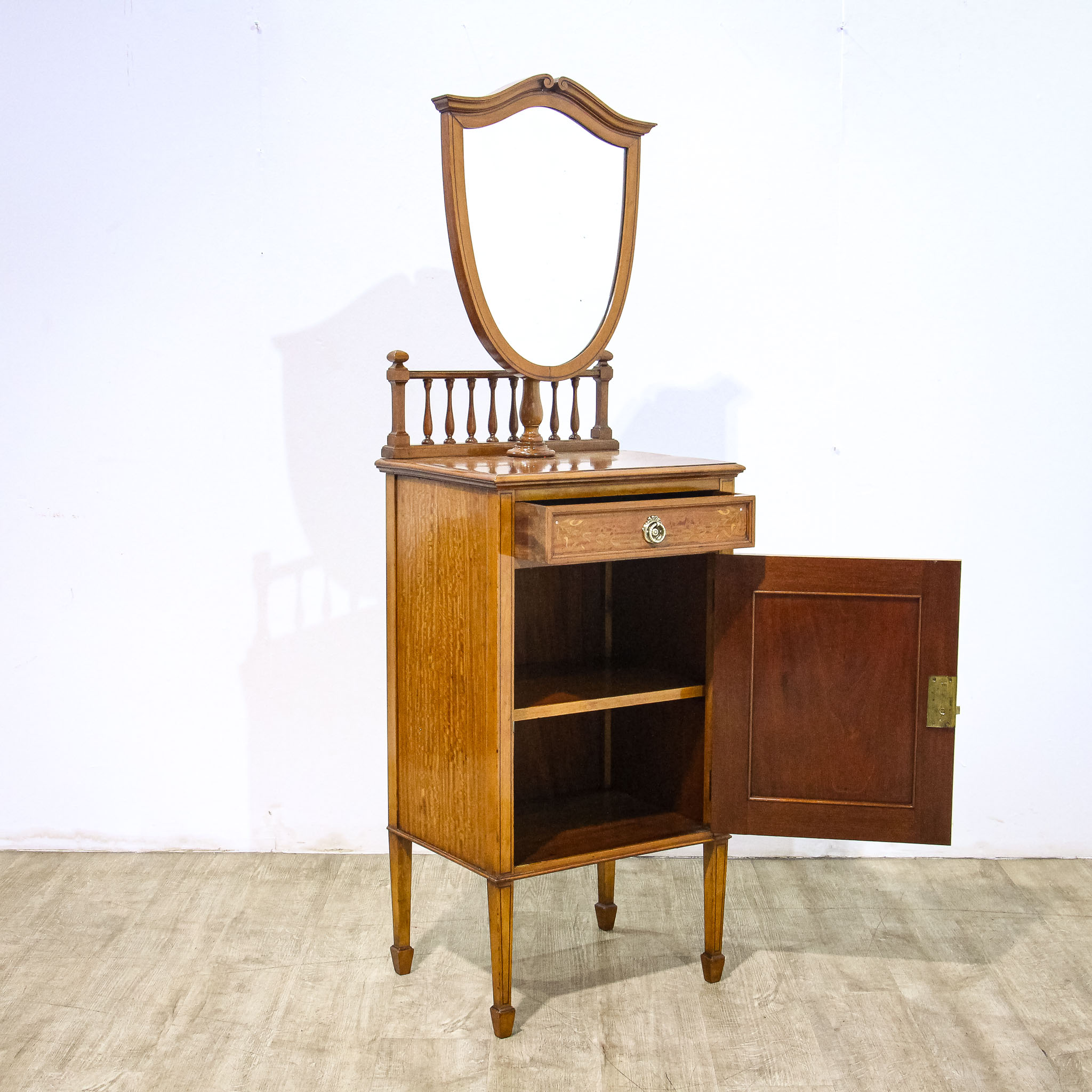 Inlaid Dressing or Shaving Stand with Adjustable Mirror
