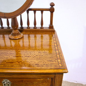 Inlaid Dressing or Shaving Stand with Adjustable Mirror