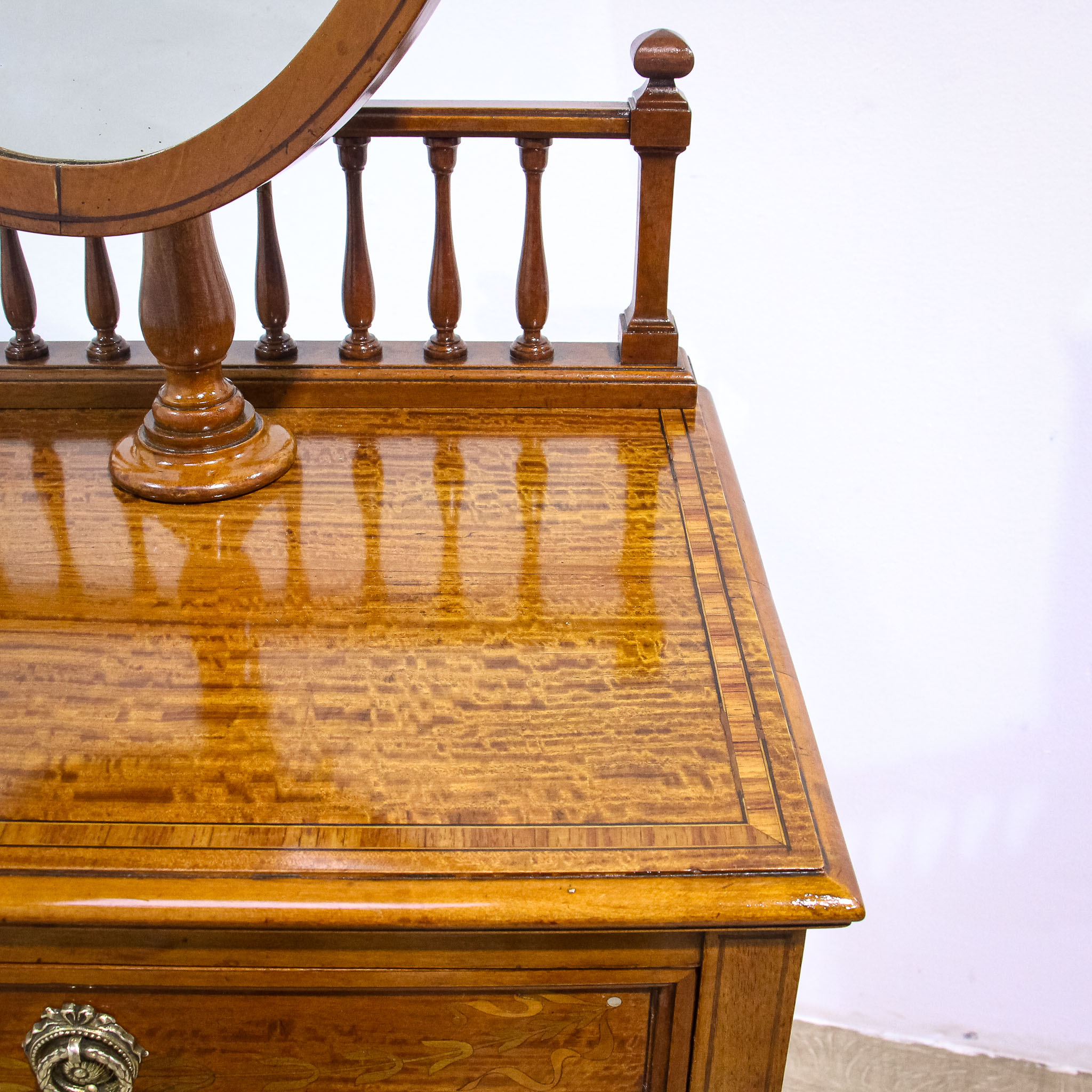 Inlaid Dressing or Shaving Stand with Adjustable Mirror