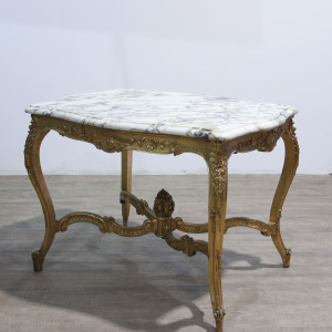 French Carved Gilt Wood Centre Table in Louis XVI Style