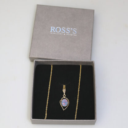 A good vintage 925 silver gilt Opal Pendant on Chain 3g - gift boxed C.20thC - Image 2