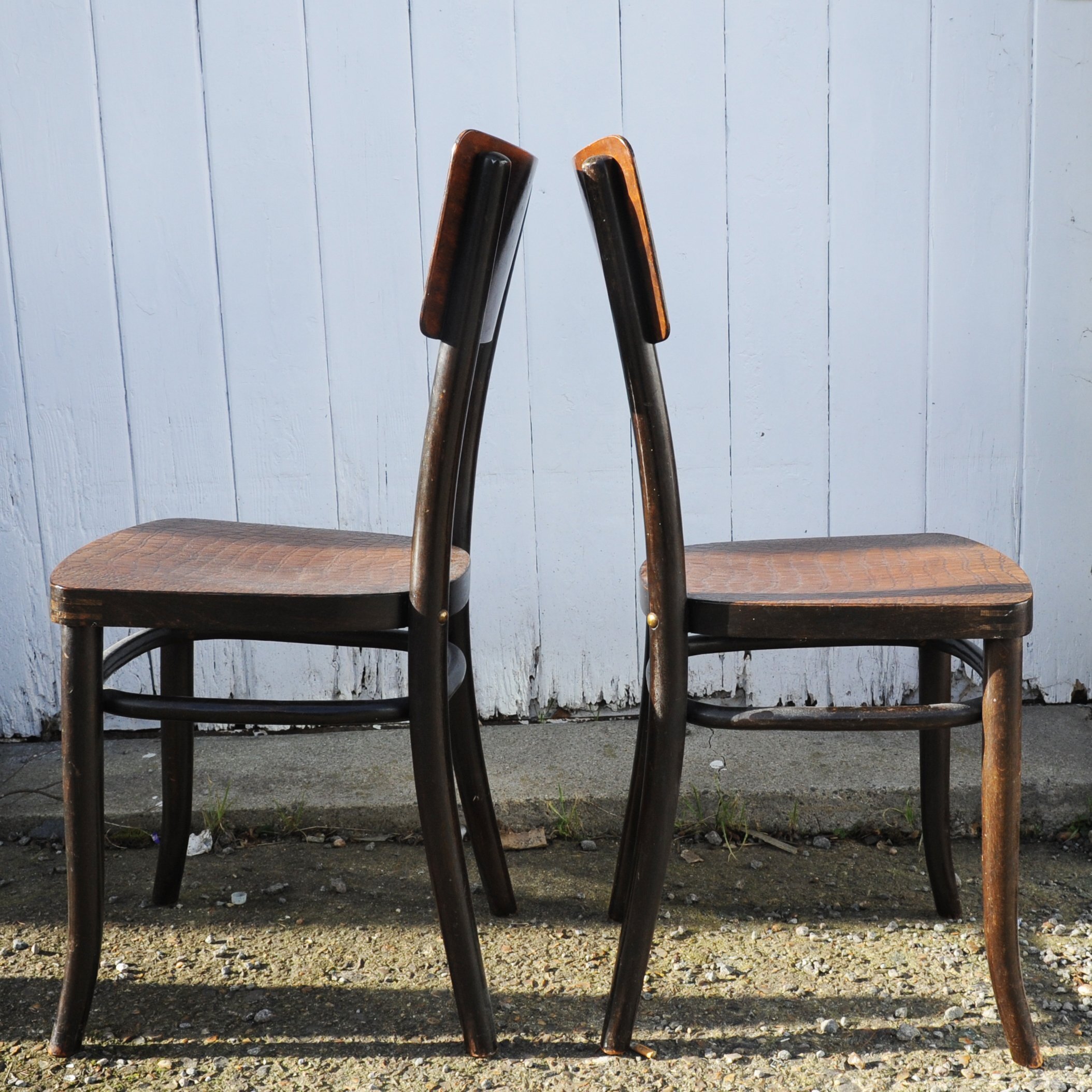 Antique Carved Wooden Crocodile Effect Side/Dining Chairs For Mundus, J. & J. Kohn, 1920s