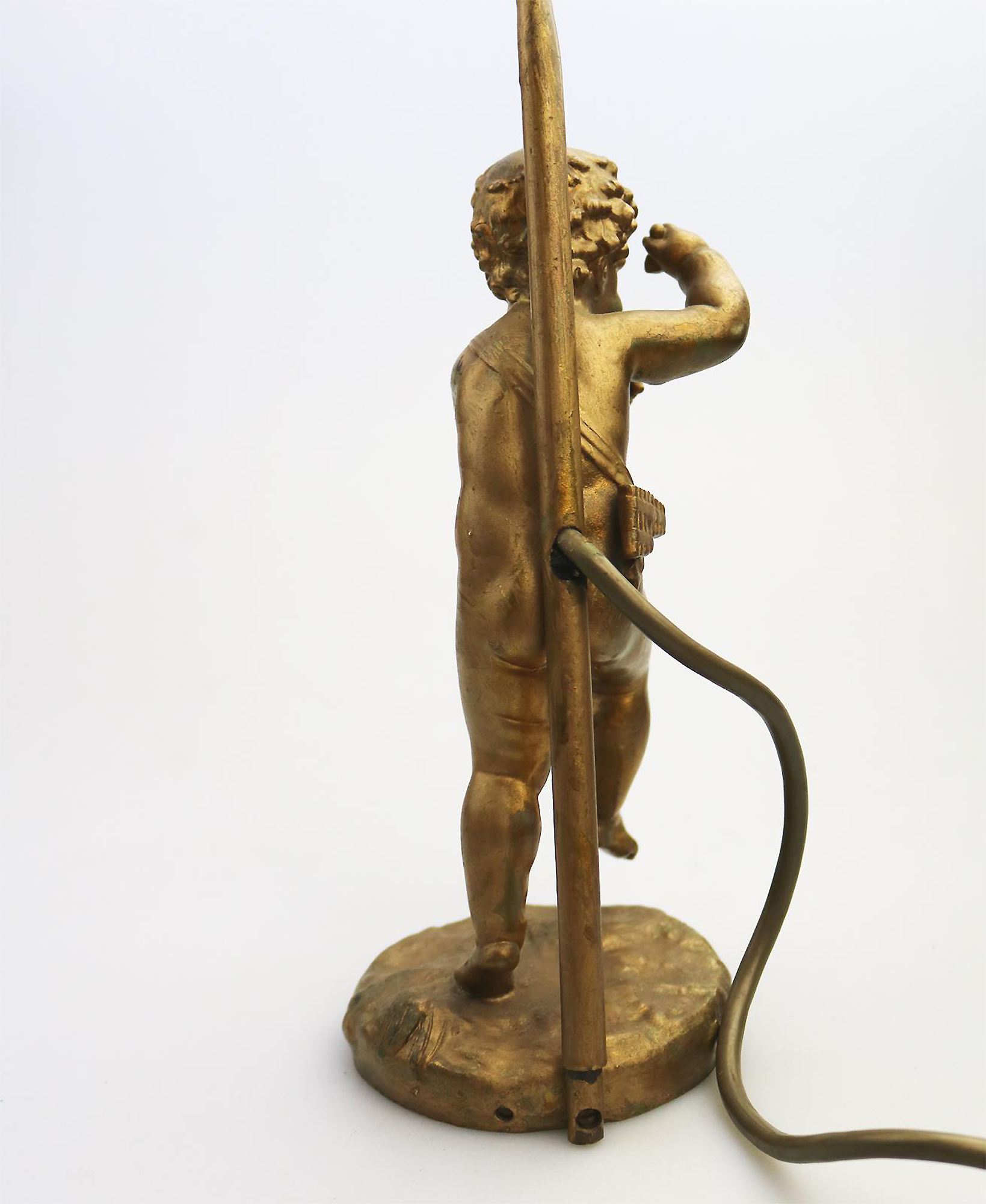 Antique Lighting a good gilded brass Dancing Cherub Table Lamp C.20thC