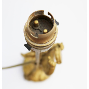 Antique Lighting a good gilded brass Dancing Cherub Table Lamp 2 C.20thC